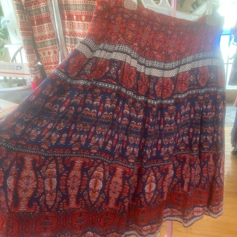 Bohemian Red and Blue Women's Skirt #0091 - Picture 3 of 5